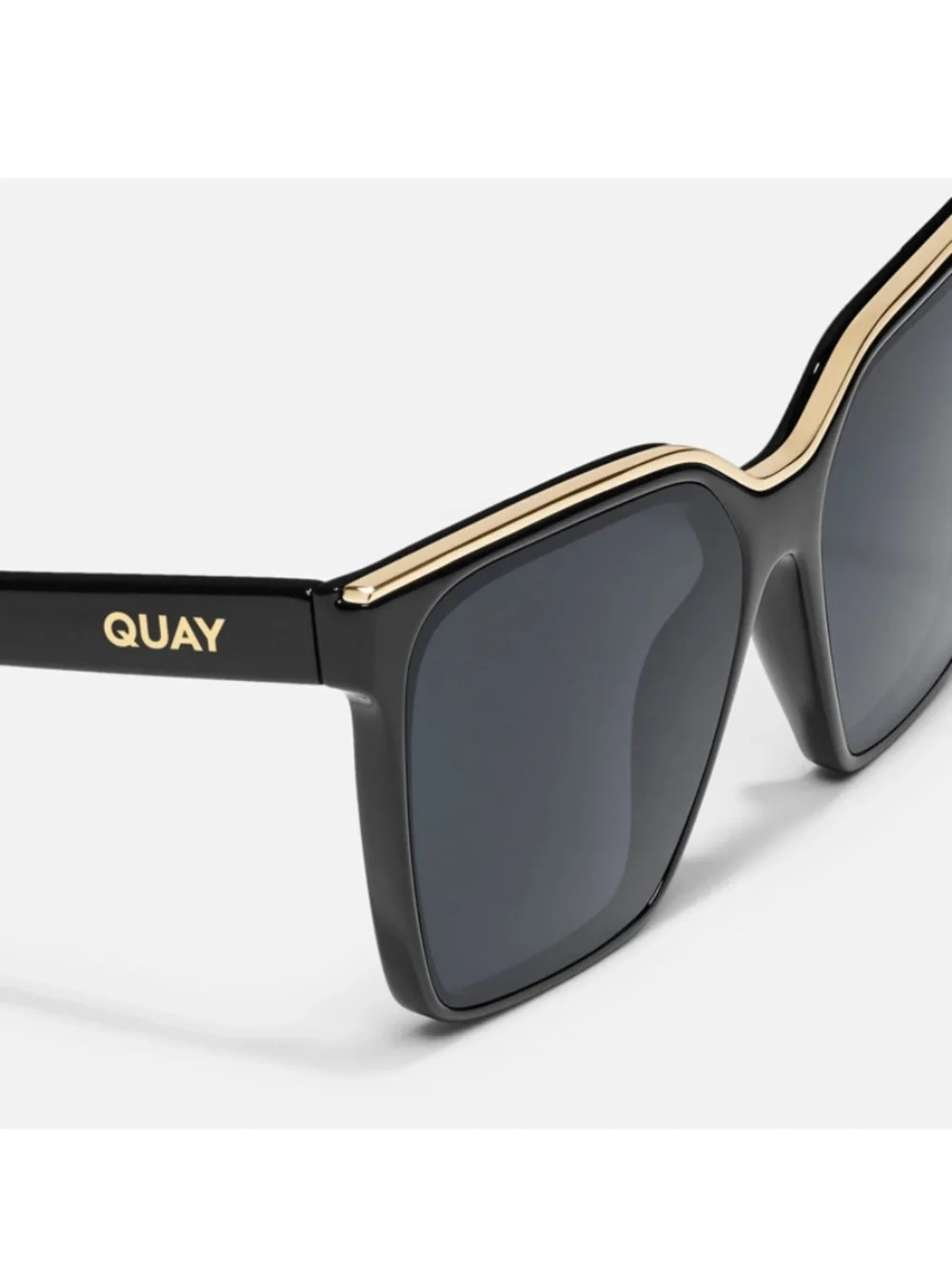 Quay Australia Level Up Black Sunglasses with Gold Trim